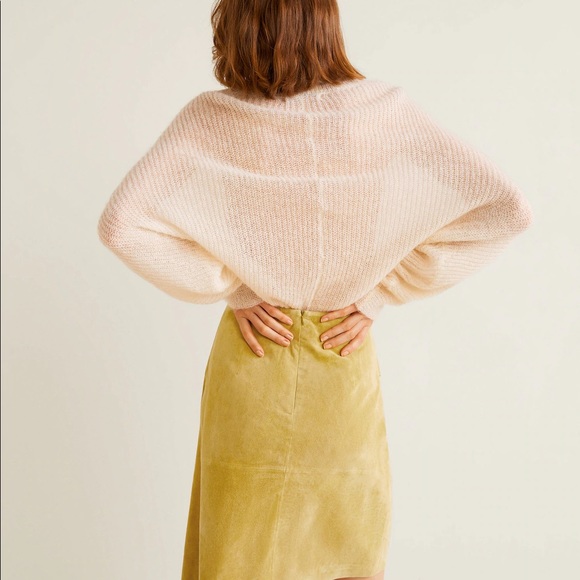 Mango Yellow Gold Real Genuine Leather Knot Skirt - Picture 3 of 5